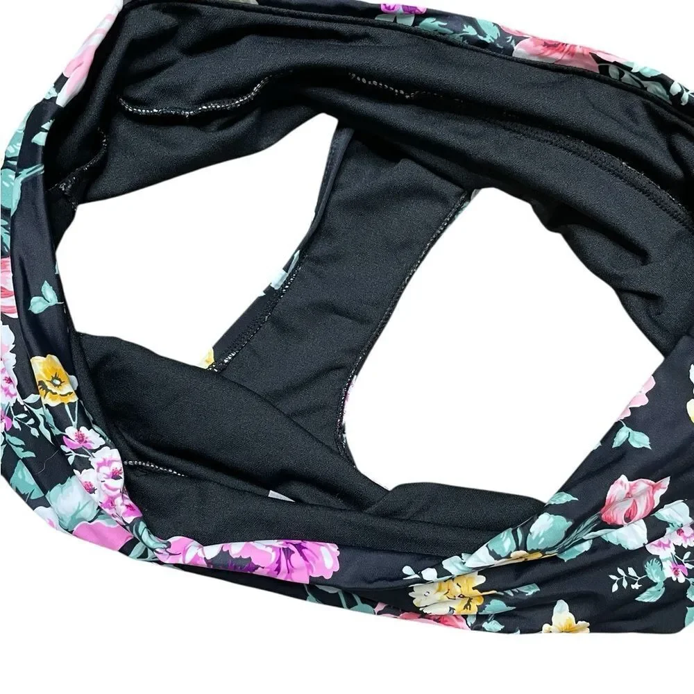 AMERICAN BEACH X MAURICES Floral Tankini Flattering Black Size Large / XL
